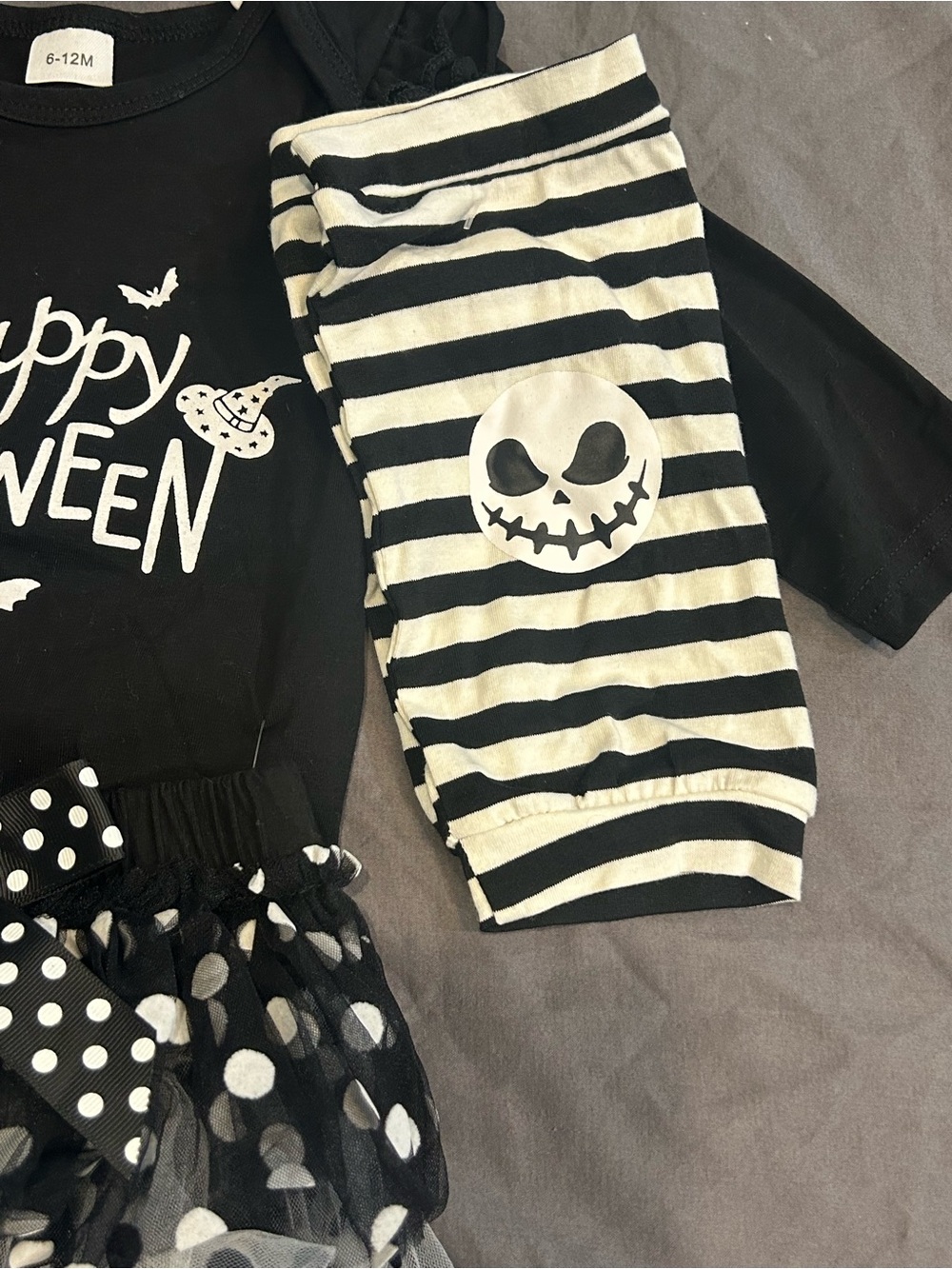 Black "Happy Halloween" Tutu Costume Set for Kids 6-12 mos - Picture 2 of 6